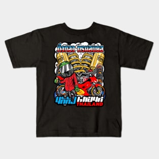 Badass motorcycle engine racing Red motorbike Kids T-Shirt